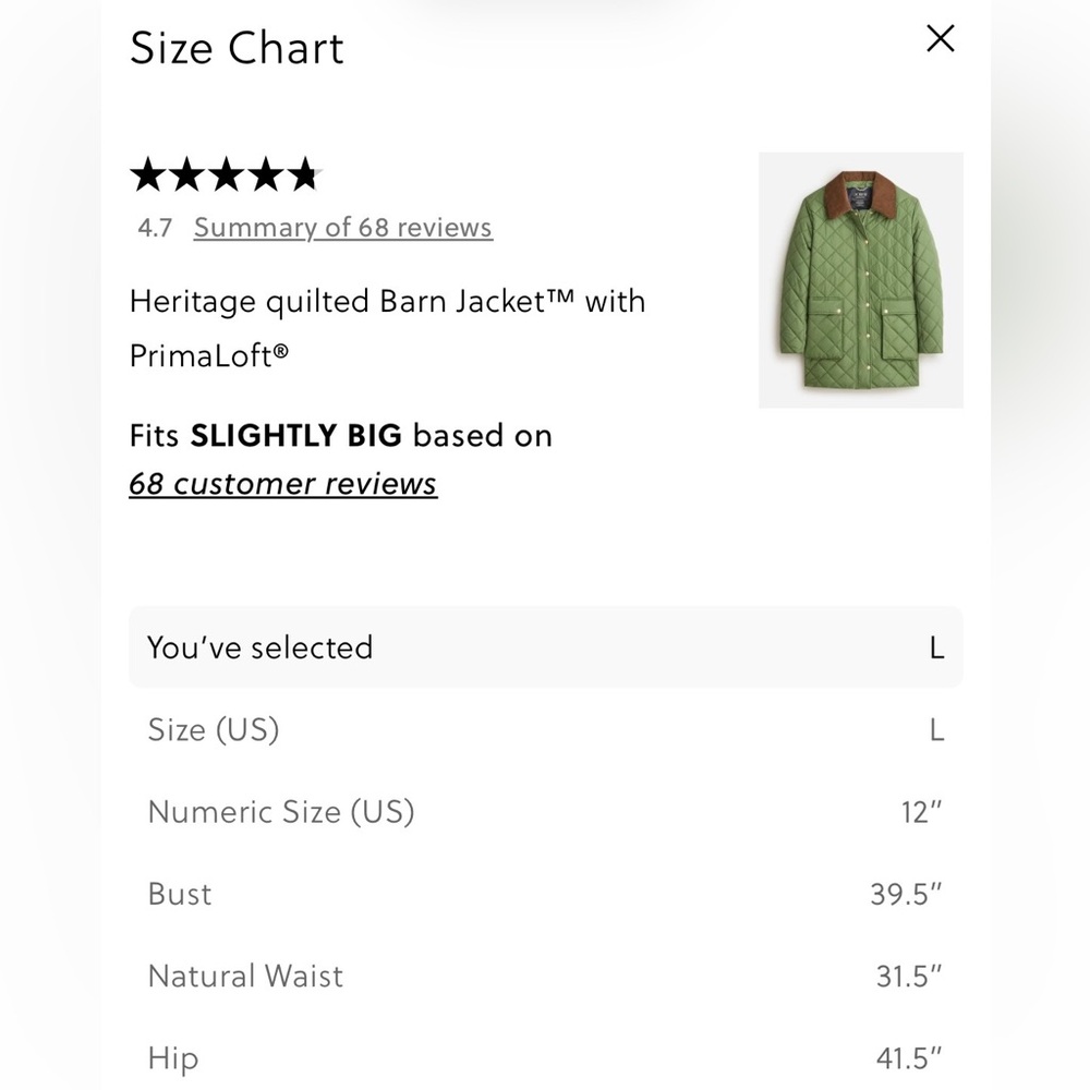 J.Crew Heritage quilted Barn Jacket™ with PrimaLoft® in Navy - Large. - Picture 6 of 16